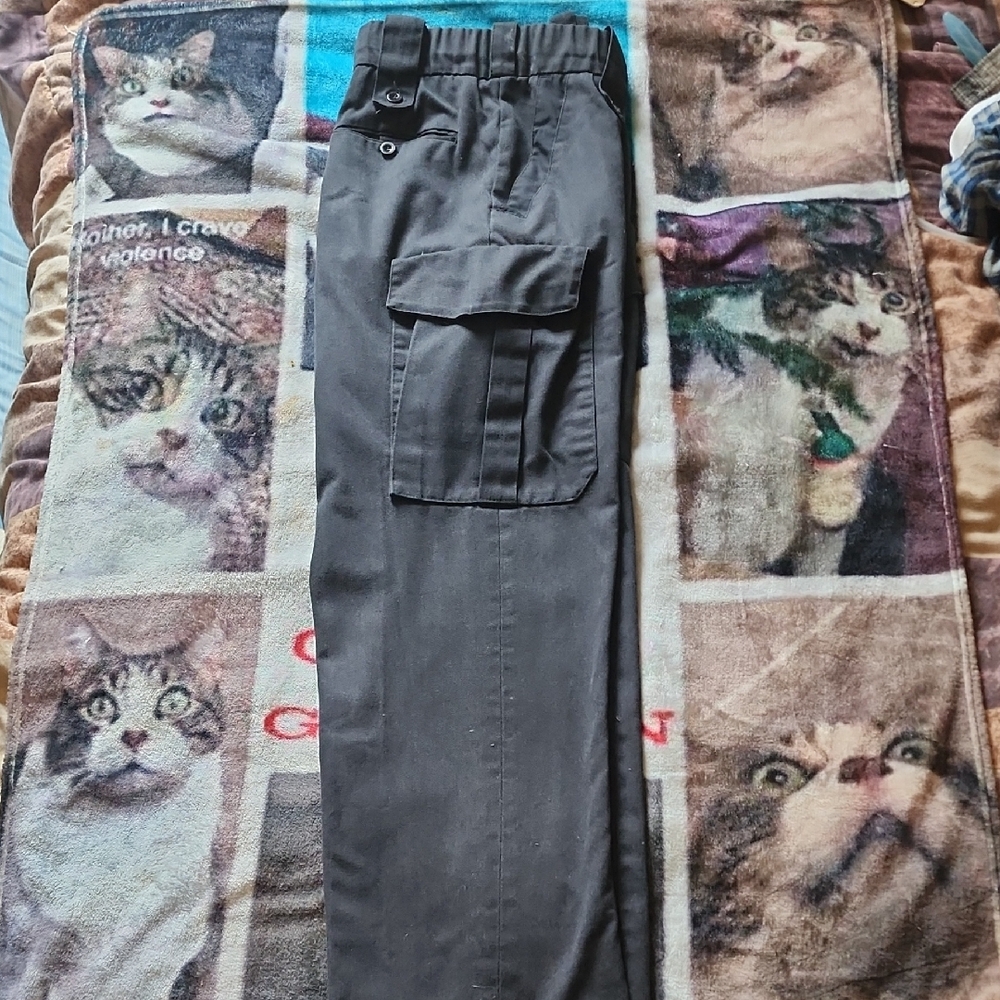 Black Cargo Pants Sturdy Cotton Blend